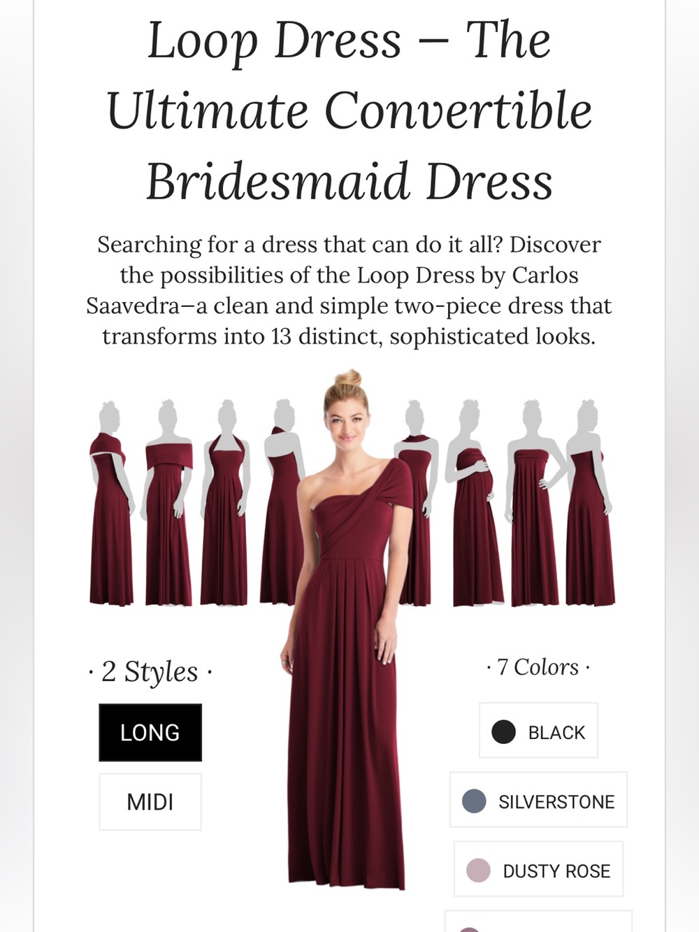 Loop Convertible Strapless Burgundy Maxi Dress